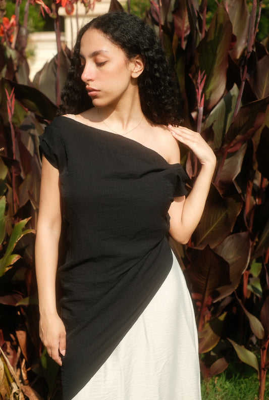 The black off shoulder top