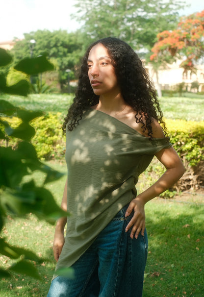 The olive off shoulder top