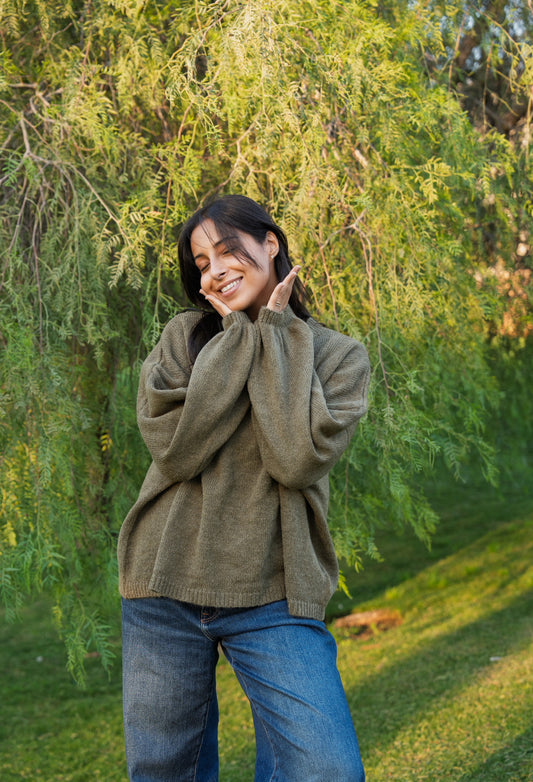 The Olive Puffy Sweater