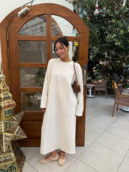 The cremè linen dress