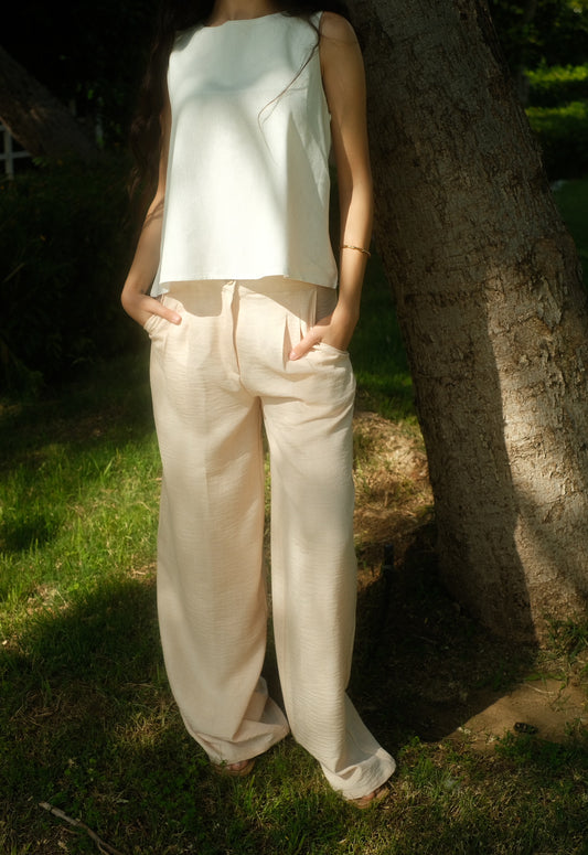 The beige linen pants